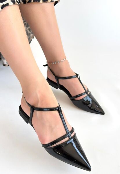 Canca Siyah Rugan Babet Ayakkabı