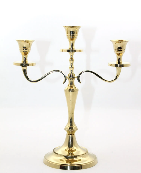 Pirinç 3'lü Şamdan Model 1