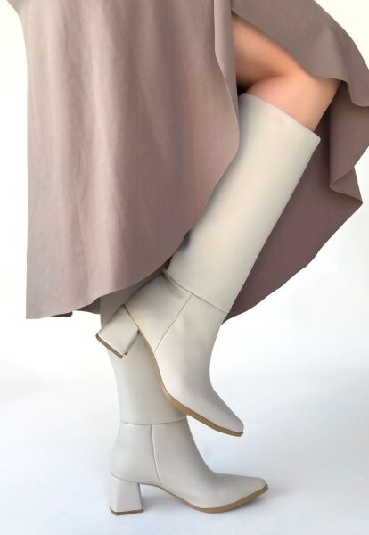 Roksa Ten Cilt Topuklu Çizme