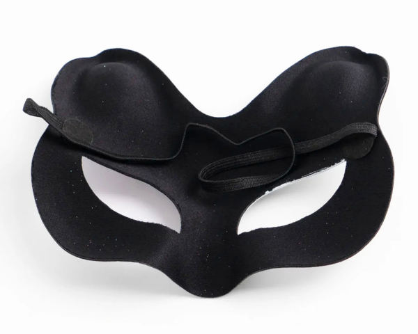 Siyah Süet Gümüş Mavi Simli Kedi Maskesi