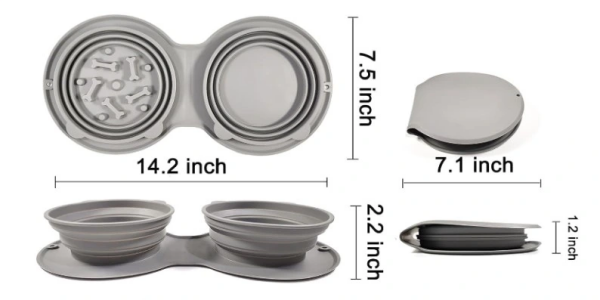 Mikopet Katlanabilir İkili Mama ve Su Kabı