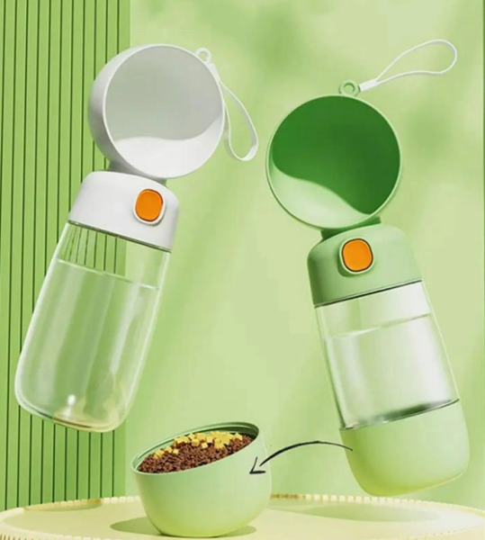 Taşınabilir Evcil Hayvan Mama Hazneli Su Matarası