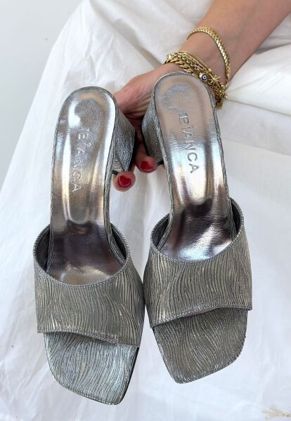 Luart Platin Simli Topuklu Terlik