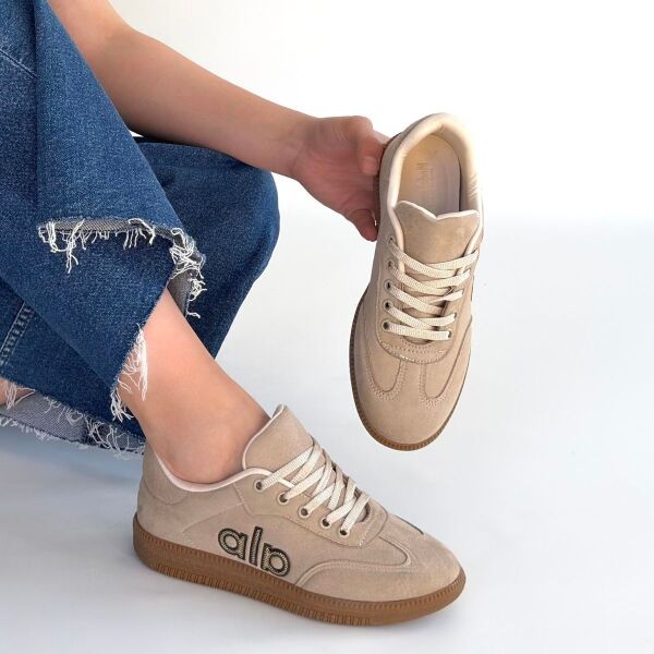 Lendo Bej Süet Bağcıklı Spor Ayakkabı