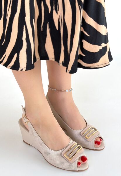 Mamba Bej Cilt Dolgu Topuk Ayakkabı