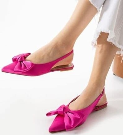 Cenya Fuşya Saten Babet Ayakkabı