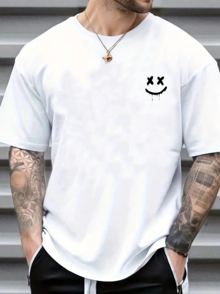 Erkek Kısa Kollu Bisiklet Yaka Baskılı Süprem Tişört