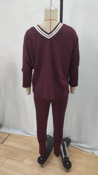 Kadın Uzun Kollu Tek Omuzu Açık Detaylı Viskon Iki Iplik Bluz Ve Pantolon Ikili Takım