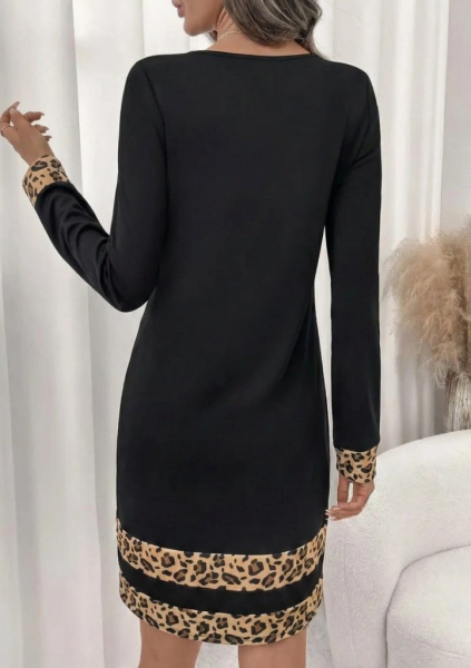 Kadın Uzun Kollu Bisiklet Yaka Mini Ithal Krep Elbise