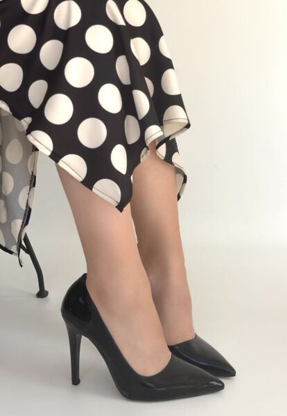 Pley Siyah Rugan Stiletto Ayakkabı