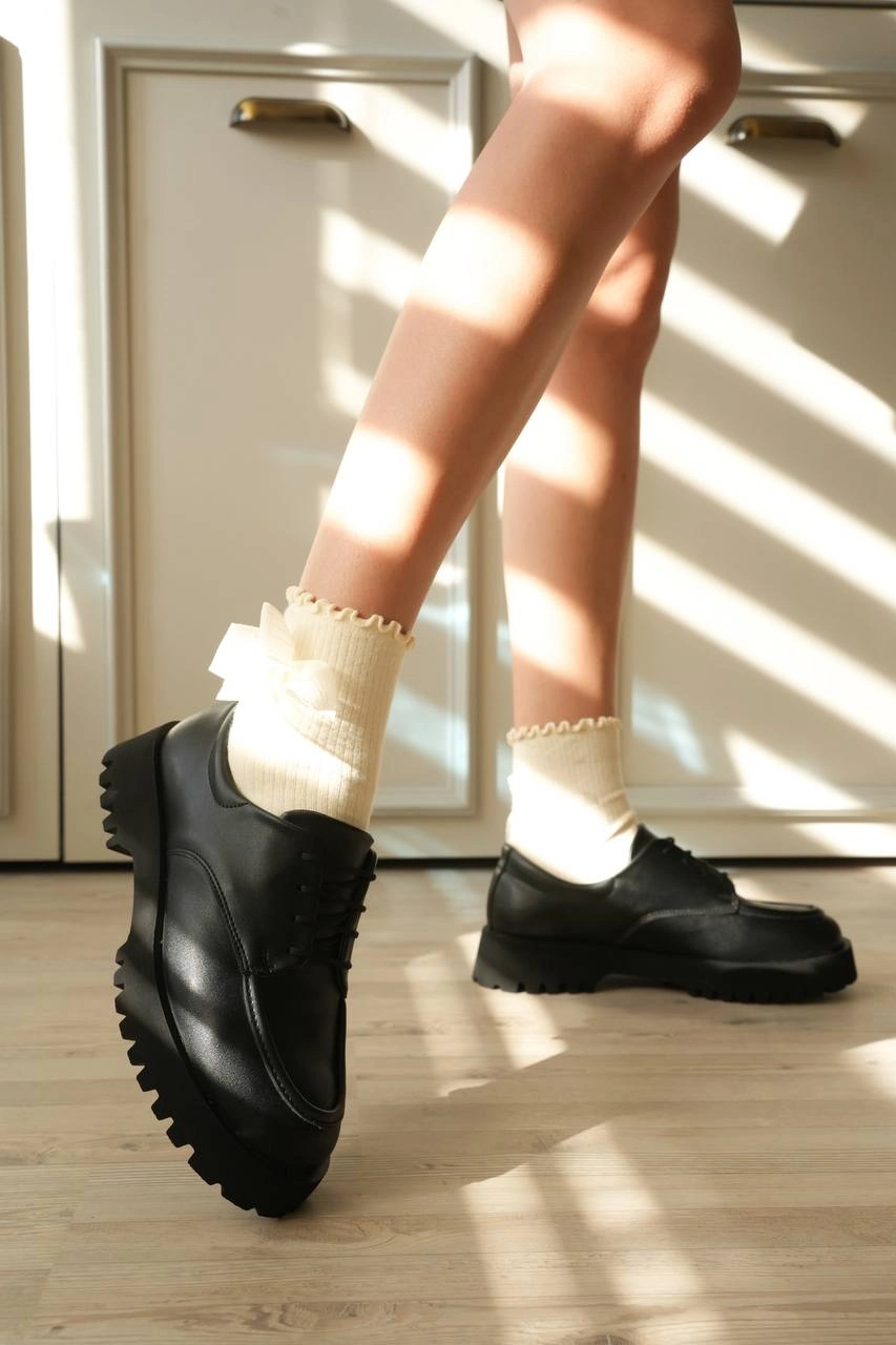 KB-KX6 Kuback Kömür Cilt Bağcıklı Günlük Unisex Ayakkabı