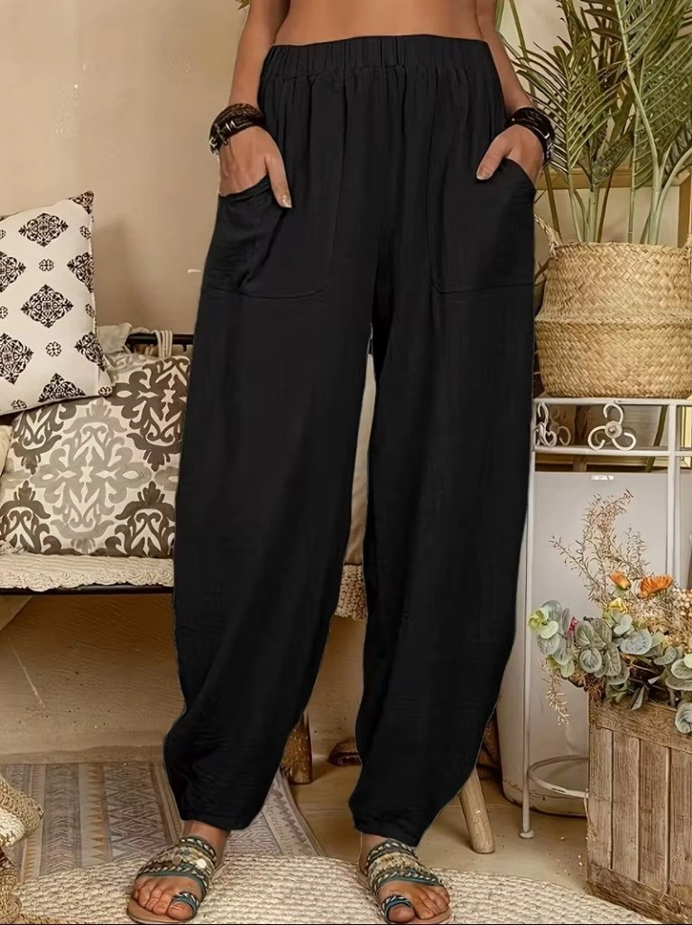 Kadın Yüksek Bel Cep Detaylı Pantolon