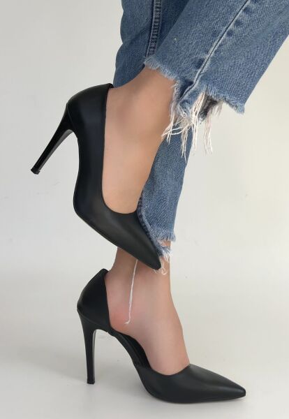Pley Siyah Cilt Stiletto Ayakkabı