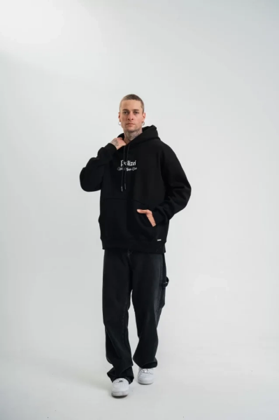 POLIZEI Premium Kalite Kapşonlu Dijital Patchli SweatShirt - Siyah