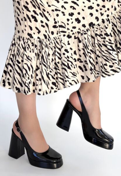 Zuda Siyah Rugan Platform Topuk Ayakkabı