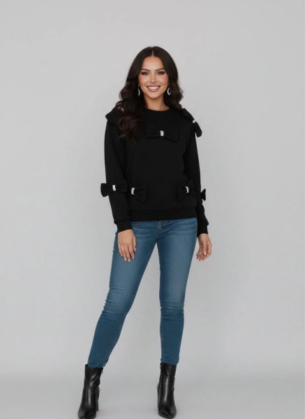 Kadın Bisiklet Yaka Fiyonk Detay BluZ