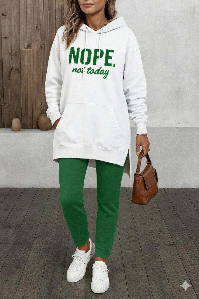 Kadın Uzun Kollu Kapşonlu Bağcıklı Viskon Iki Iplik Sweat