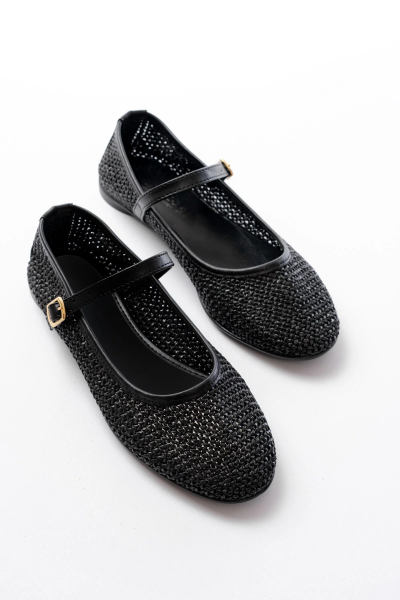 7432 Siyah Fileli Toka Detaylı Günlük Kadın Babet