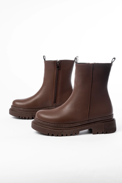 812-2012 Kahverengi Luna Fermuarlı Günlük Kadın Bot