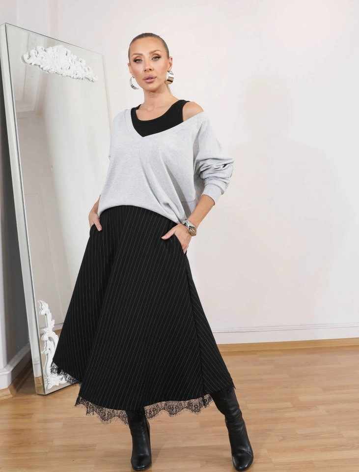 Kadın Atlet Bluz Ve Etek üçlü Takım