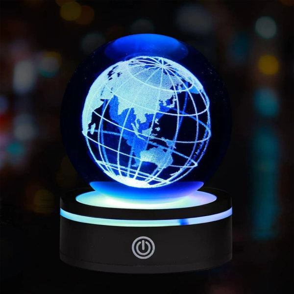 USB'li Dünya Tasarımlı Dönen Cam Küre