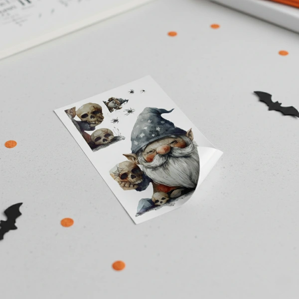 Gotik Cüce ve Kafatası Halloween Duvar Sticker Seti