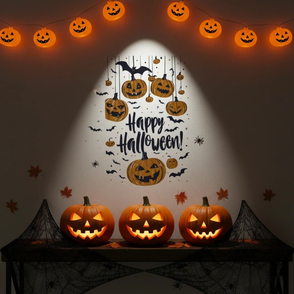 Halloween Temalı Balkabaklı Duvar Sticker Seti