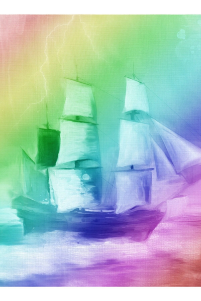 Gökkuşağı Gemi Canvas Tablo (50x70)