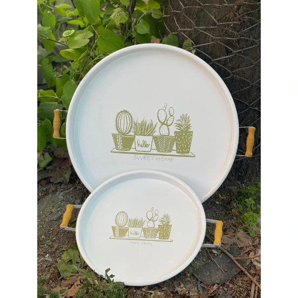 İkili Yuvarlak Sunum Tepsisi Seti