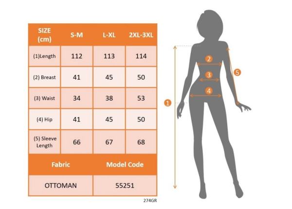 Kadın Uzun Kollu önden Fermuarlı Midi Ottoman Elbise