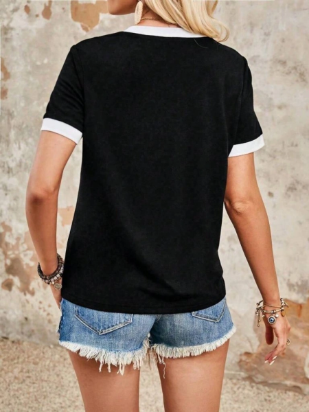 Kadın Kısa Kollu V Yakalı Viskon Bluz