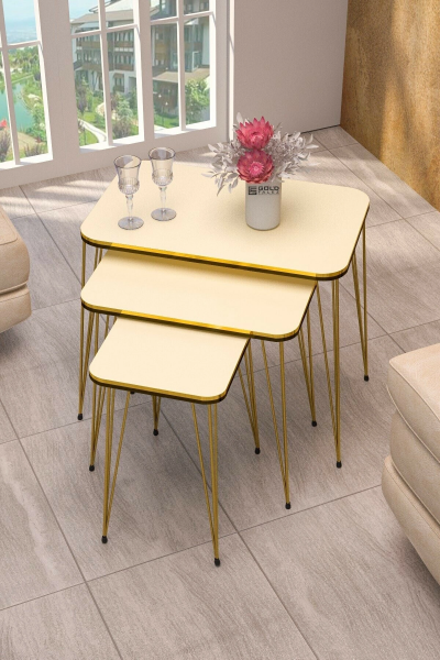 Zigon Sehpa Kr Çift Gold Krem Tel  1030