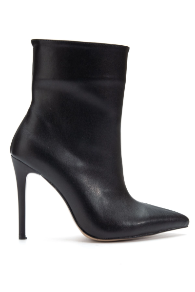 S-2008 Siyah Fermuarlı Sivri Burun İnce Topuk Günlük Kadın Bot
