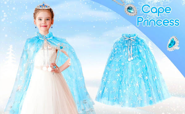 Karlar Ülkesi Elsa Frozen Mavi Pelerin – 80 cm Çocuk Pelerini