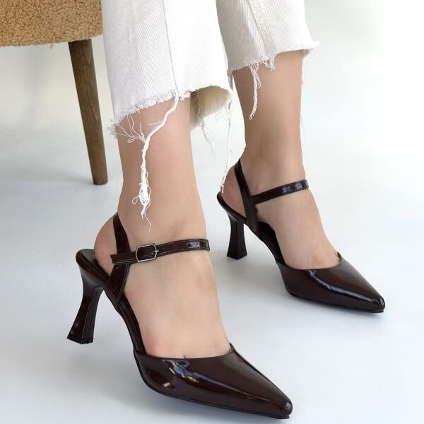 Suden Kahverengi Rugan Topuklu Ayakkabı