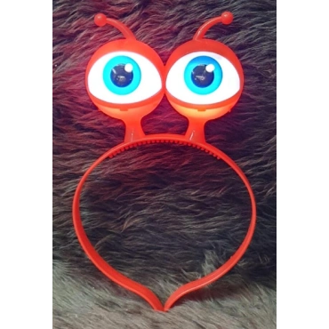 Led Işıklı & Pilli Uzaylı Göz Parti Tacı Kırmızı Renk