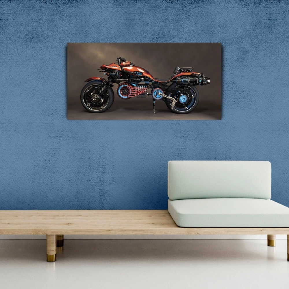 Futuristik Motosiklet Resmi Kanvas Tablo 60 x 120