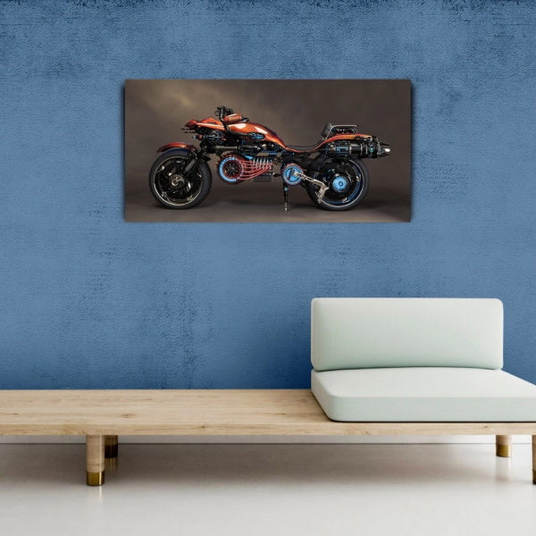 Futuristik Motosiklet Resmi Kanvas Tablo 60 x 120