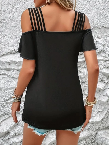 Kadın Kısa Kollu Beş Askılı Viskon Bluz