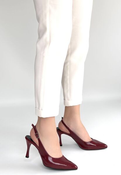 Uster Bordo Rugan Topuklu Ayakkabı