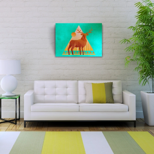 Geyik Figürü,  Soyut Çalışma Kanvas Tablo 50 x 70