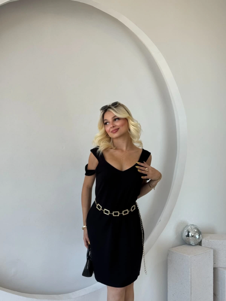 Kadın Askılı Soğuk Omuz Detaylı Modal Elbise