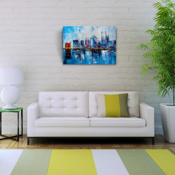 Gökdelenler ile köprünün yansıması Yağlıboya Kanvas Tablo 50 x 70