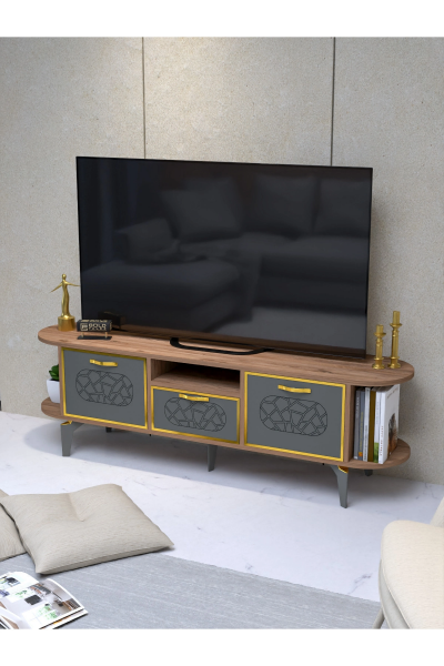Tv Sehpası Mira 5030 Atlantik Gold 160 Cm 35 Cm 50 Cm