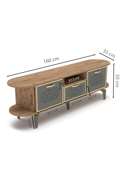 Tv Sehpası Mira 5030 Atlantik Gold 160 Cm 35 Cm 50 Cm