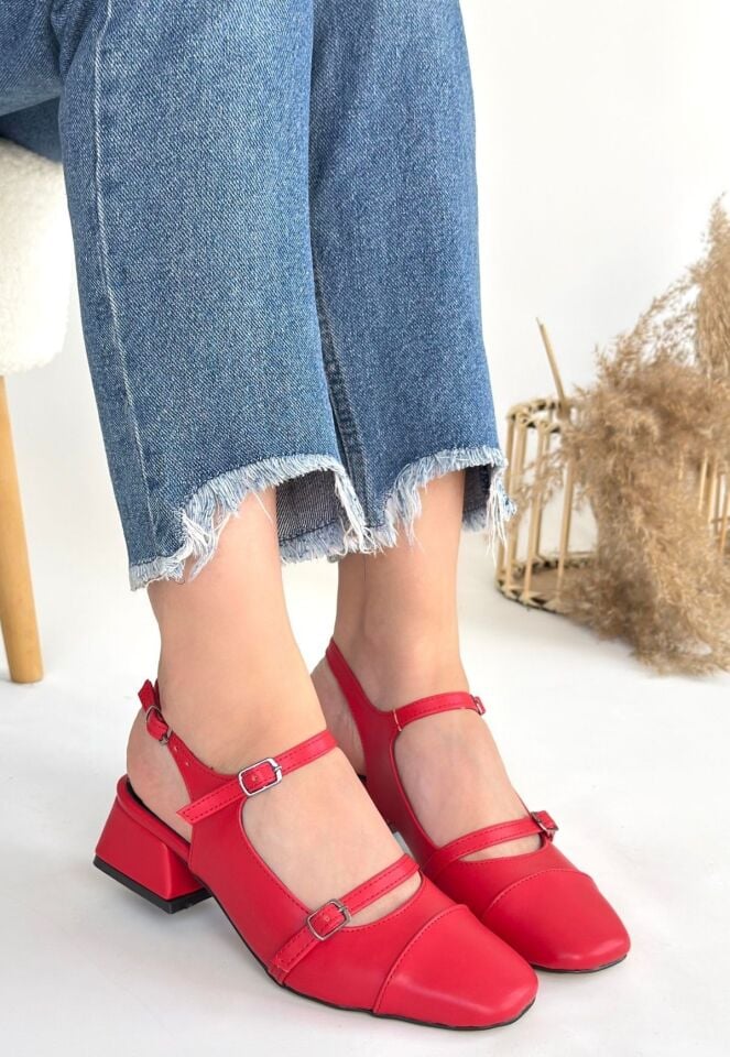 Doran Kırmızı Cilt Topuklu Ayakkabı