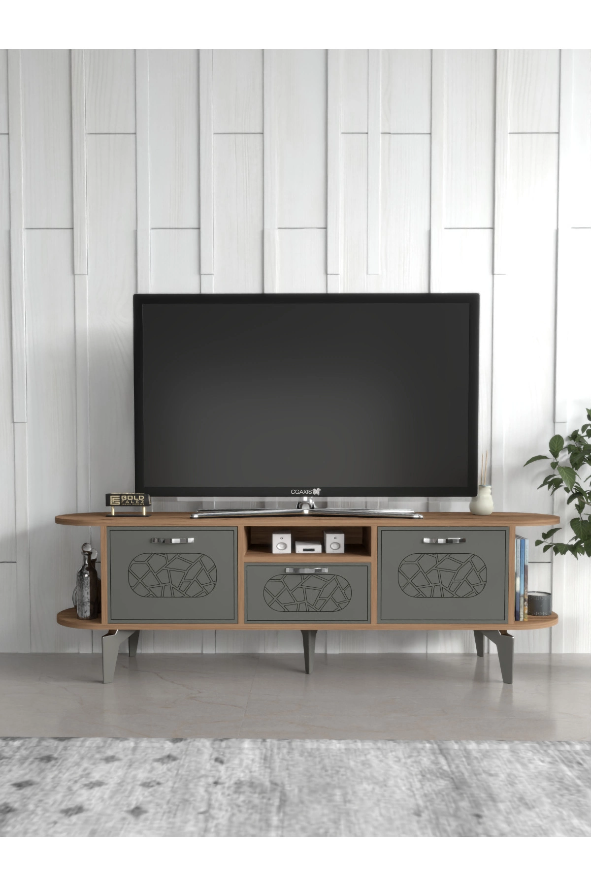Tv Sehpası Mira Atlantik 5031 Gümüş 160 Cm 35 Cm 50 Cm