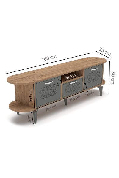 Tv Sehpası Mira Atlantik 5031 Gümüş 160 Cm 35 Cm 50 Cm