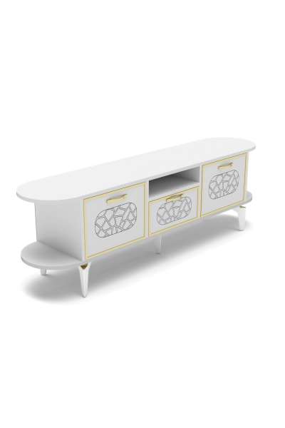 Tv Sehpası Mira Gold 5032 Beyaz 160 Cm 35 Cm 50 Cm