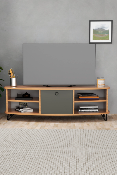 Tv Sehpası Tv Ünitesi 136 Cm Atlantik Çam Antrasit Vienna 5007